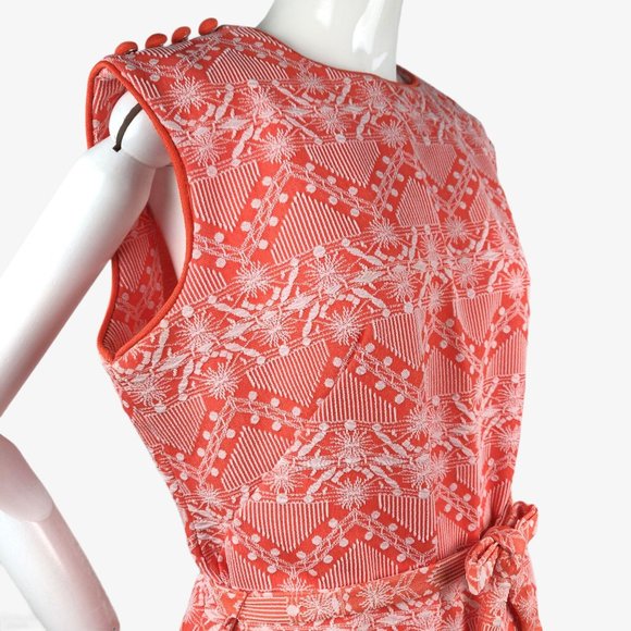 Vintage 1960s MOD Orange Mini Dress GoGo Geometric - Picture 6 of 11